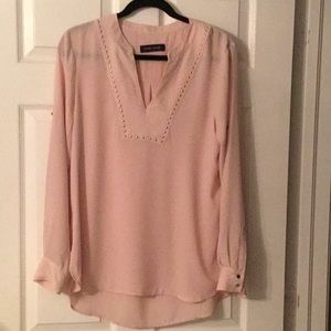Ivanka Trump Blush Chiffon Studded Top
